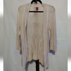 212 Collection Women's Size S Cardigan Sweater Tan 3/4 sleeves, Open Front